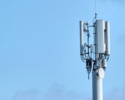 5G Network Connection Concept-5G smart cellular network antenna base station on the telecommunication mast